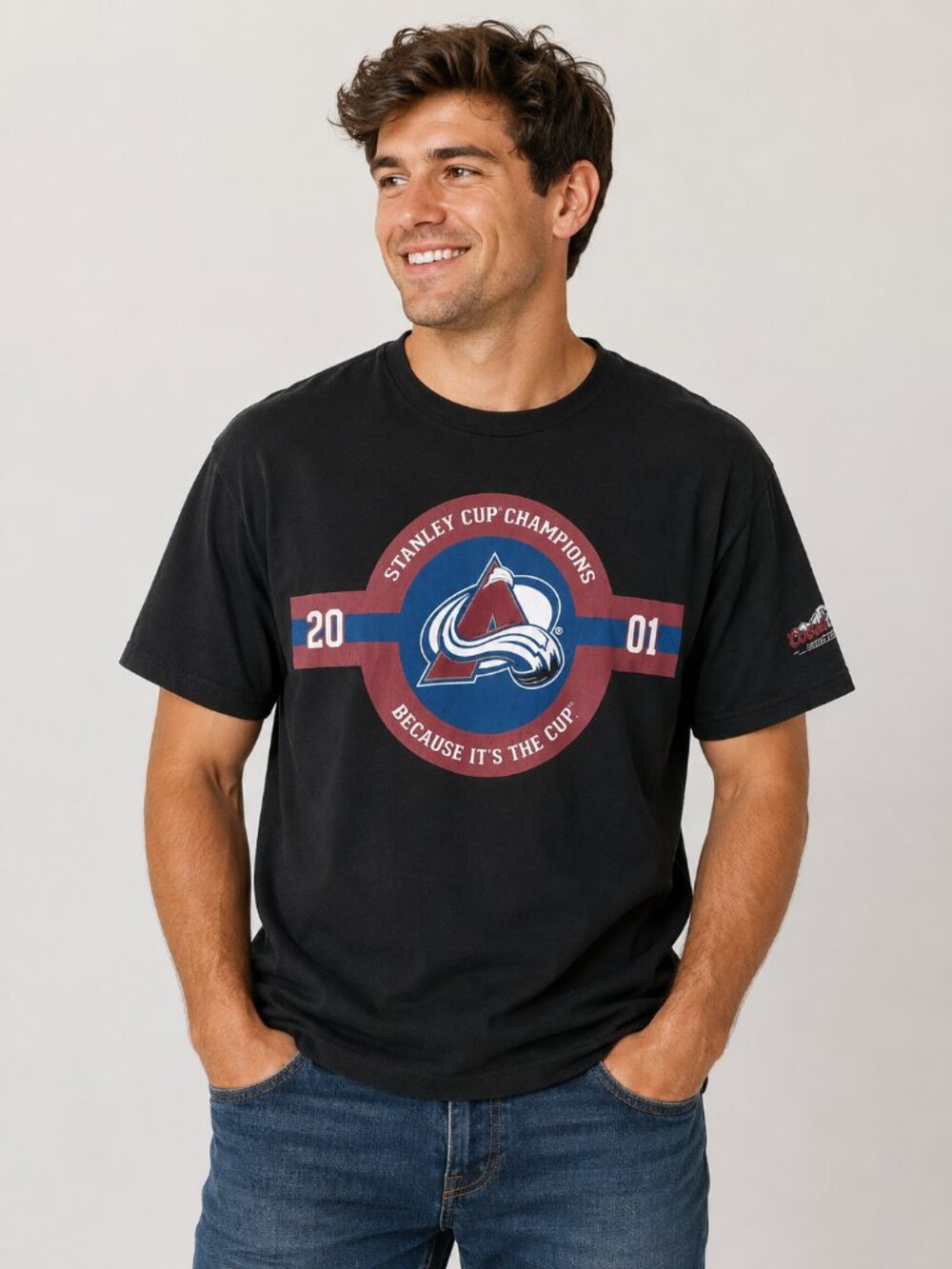 Colorado Avalanche Stanley Cup Champions 2001 T-Shirt Black Size L